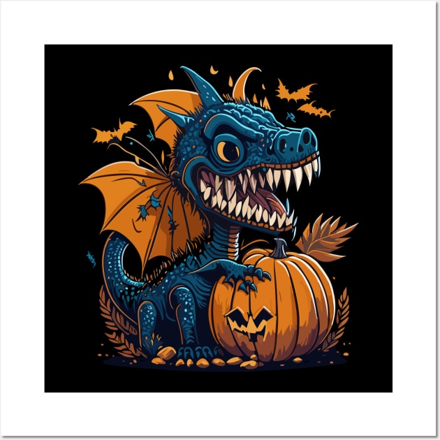 Halloween dinosaur Wall Art by Roshan